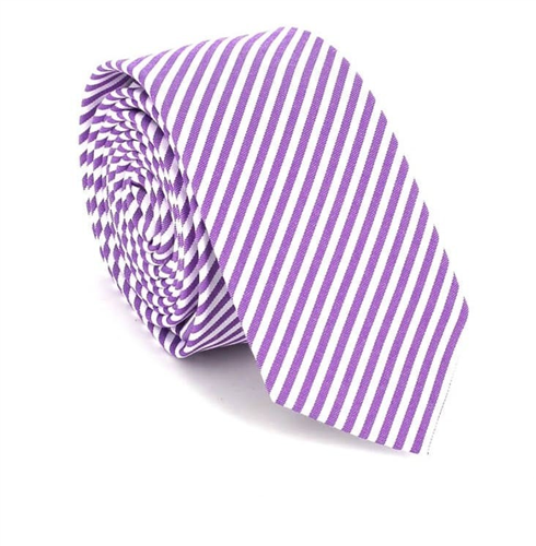 Cravate à Rayures Blanches et Lilas