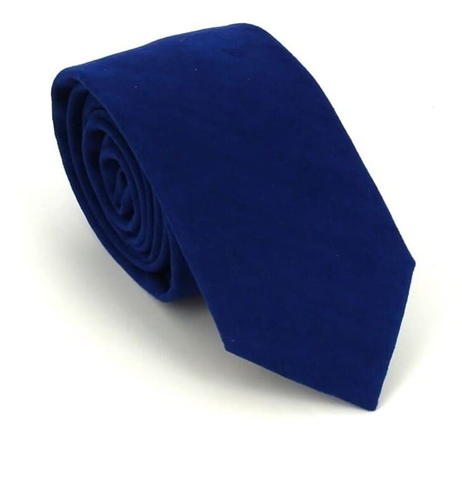 Cravate Étroite en Daim Bleu