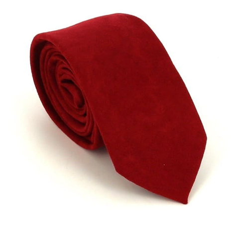 Cravate Étroite en Daim Rouge