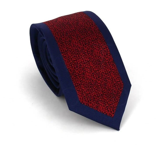 Cravate Étroite Bleu Marine et Rouge