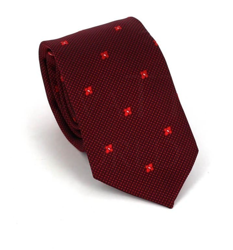 Cravate Étroite Croix et Points Rouge