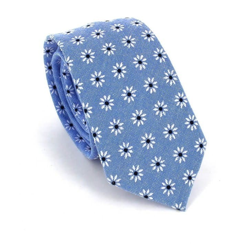 Cravate étroite imprimée bleu floral