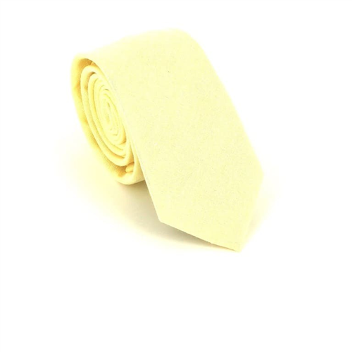 Cravate Étroite Unie Jaune