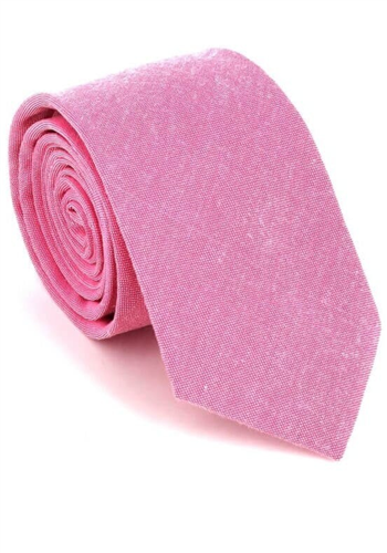 Cravate Étroite Unie Rose