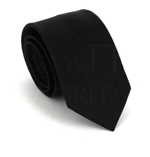 Cravate étroite noire à pois