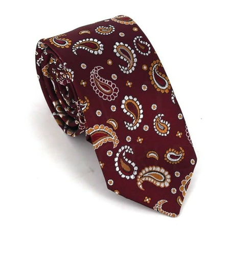 Cravate étroite Paisley grenat