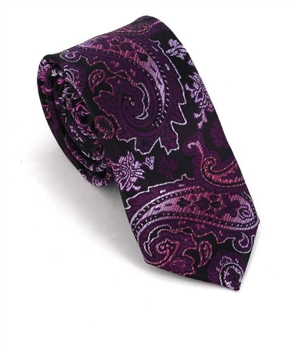 Cravate étroite Paisley violette