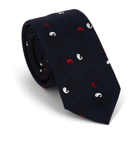 Cravate étroite Paisley noire
