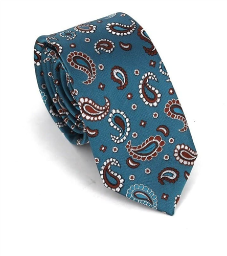 Cravate Étroite Paisley Vert Émeraude