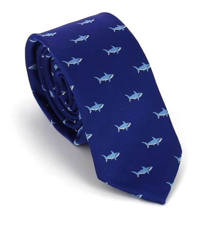 Cravate Slim Requins Bleu
