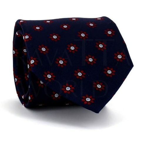 Cravate Fleurs Bleu Foncé