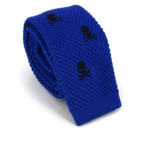 Cravate en tricot crânes bleus
