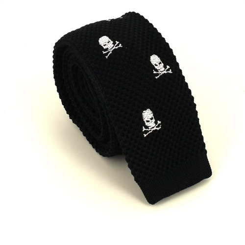 Cravate en tricot crânes noire