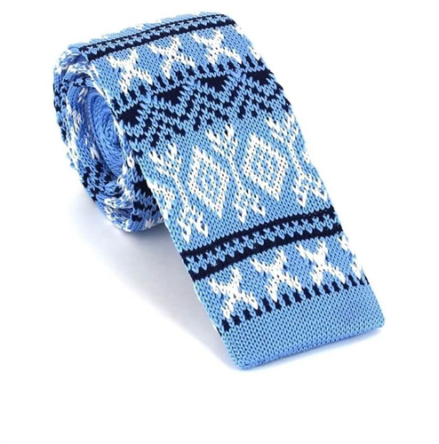 Cravate en tricot bleu ciel à motif hivernal