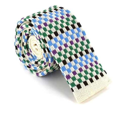 Cravate à carreaux multicolores en tricot