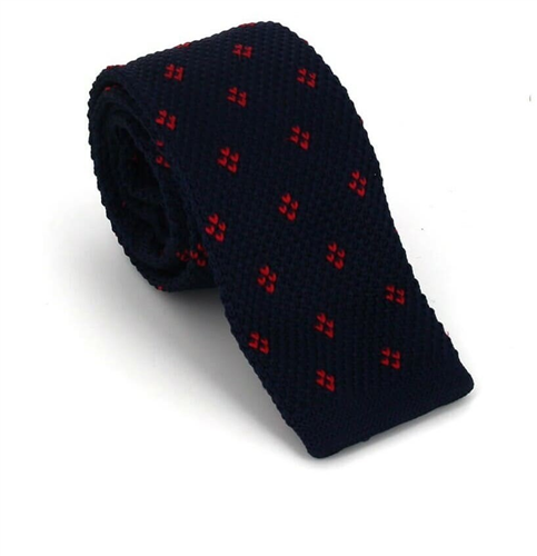 Cravate en tricot imprimée bleue et rouge
