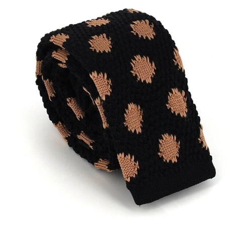 Cravate en tricot imprimé noir avec patchs