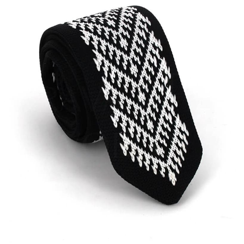 Cravate en tricot imprimée noir et blanc