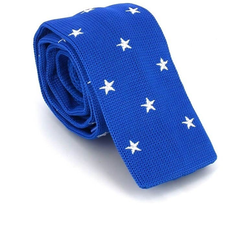 Cravate en tricot étoiles bleu