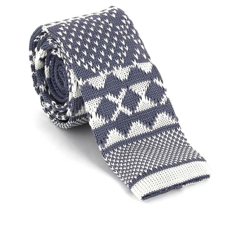 Cravate en tricot gris imprimé hivernal