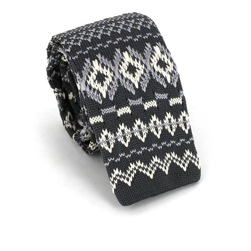 Cravate en tricot gris imprimé hivernal