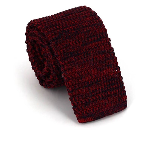 Cravate en tricot chiné rouge