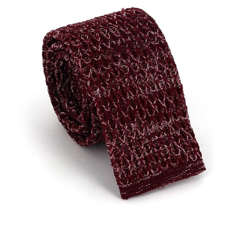 Cravate en tricot chiné rouge et blanc