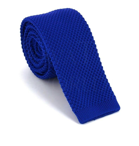 Cravate en tricot unie bleue