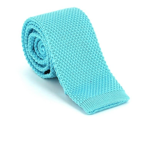 Cravate en tricot unie bleu ciel