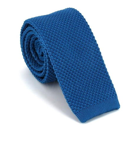 Cravate en tricot unie Bleu Cobalt