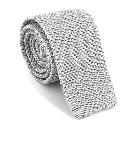 Cravate en tricot unie Gris Clair