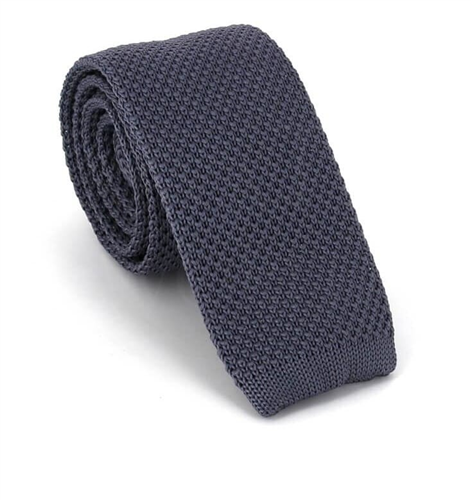 Cravate en tricot unie Gris Foncé