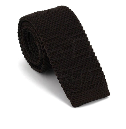 Cravate en tricot unie Marron Café