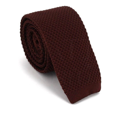 Cravate en tricot unie Marron Chocolat
