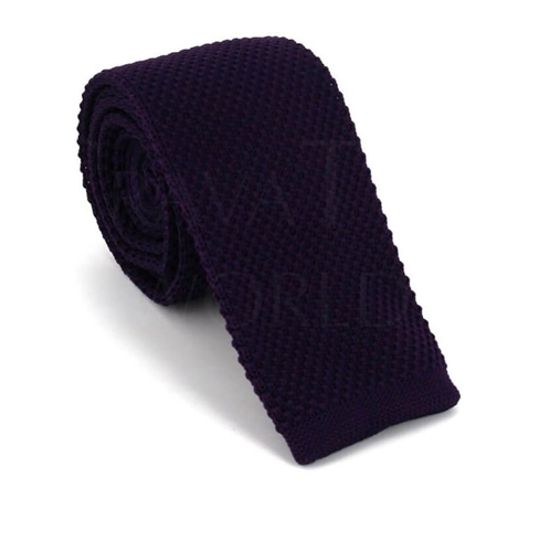 Cravate en tricot unie violette