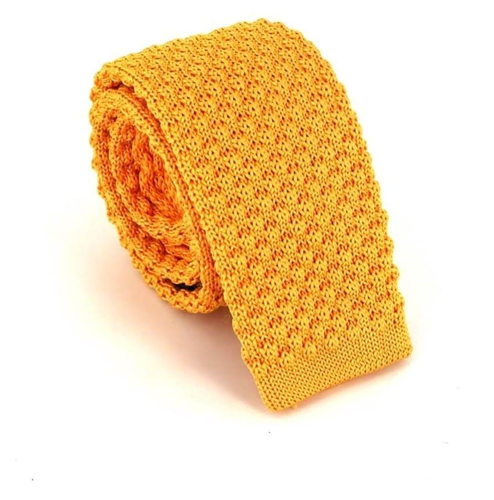 Cravate en tricot lisse vagues jaune