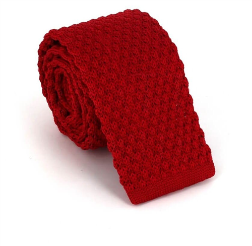 Cravate en tricot lisse vagues rouge