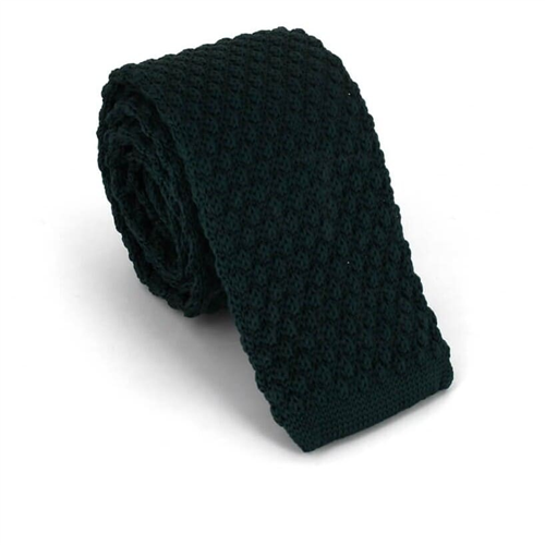 Cravate en tricot unie vagues vert foncé