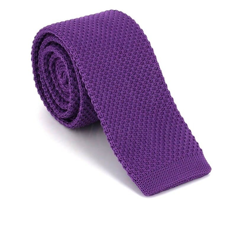 Cravate en tricot unie violette