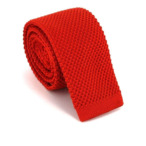 Cravate en tricot unie Rouge Orange