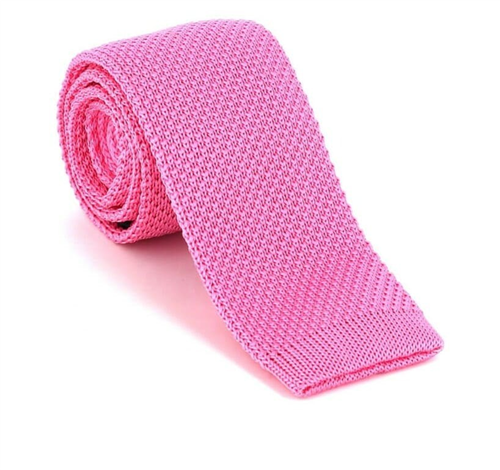 Cravate en tricot unie rose