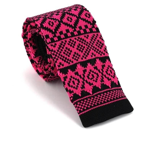 Cravate en tricot noir à motif hivernal