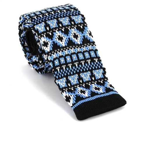 Cravate en tricot noir à motif hivernal