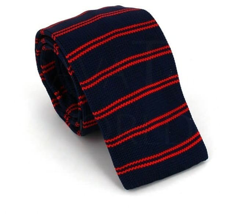 Cravate en tricot à rayures bleu foncé