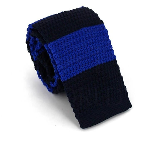 Cravate à Rayures Bleu et Bleu Foncé