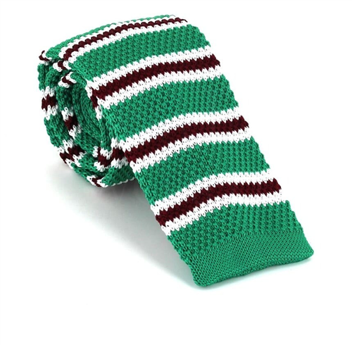 Cravate en tricot à fines rayures vertes