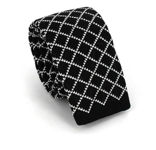 Cravate en tricot à losanges noire