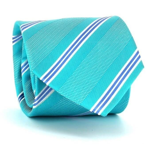 Cravate à Rayures Bleu Turquoise