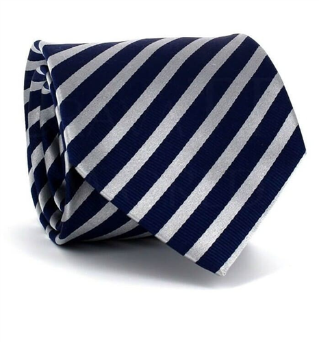 Cravate à Rayures Bleu et Argent