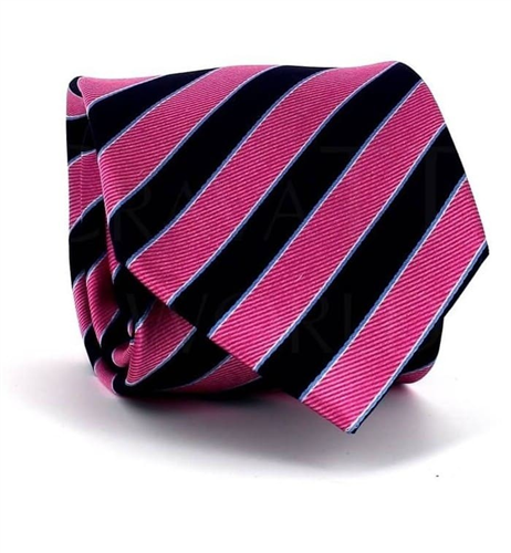 Cravate à Rayures Rose et Noire